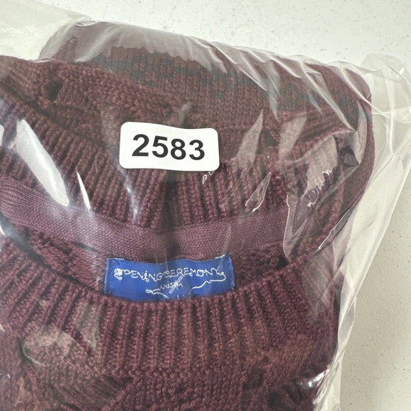 Opening Ceremony Sweater Women's Medium Burgundy Striped 100% Wool Long Sleeve - Picture 13 of 13